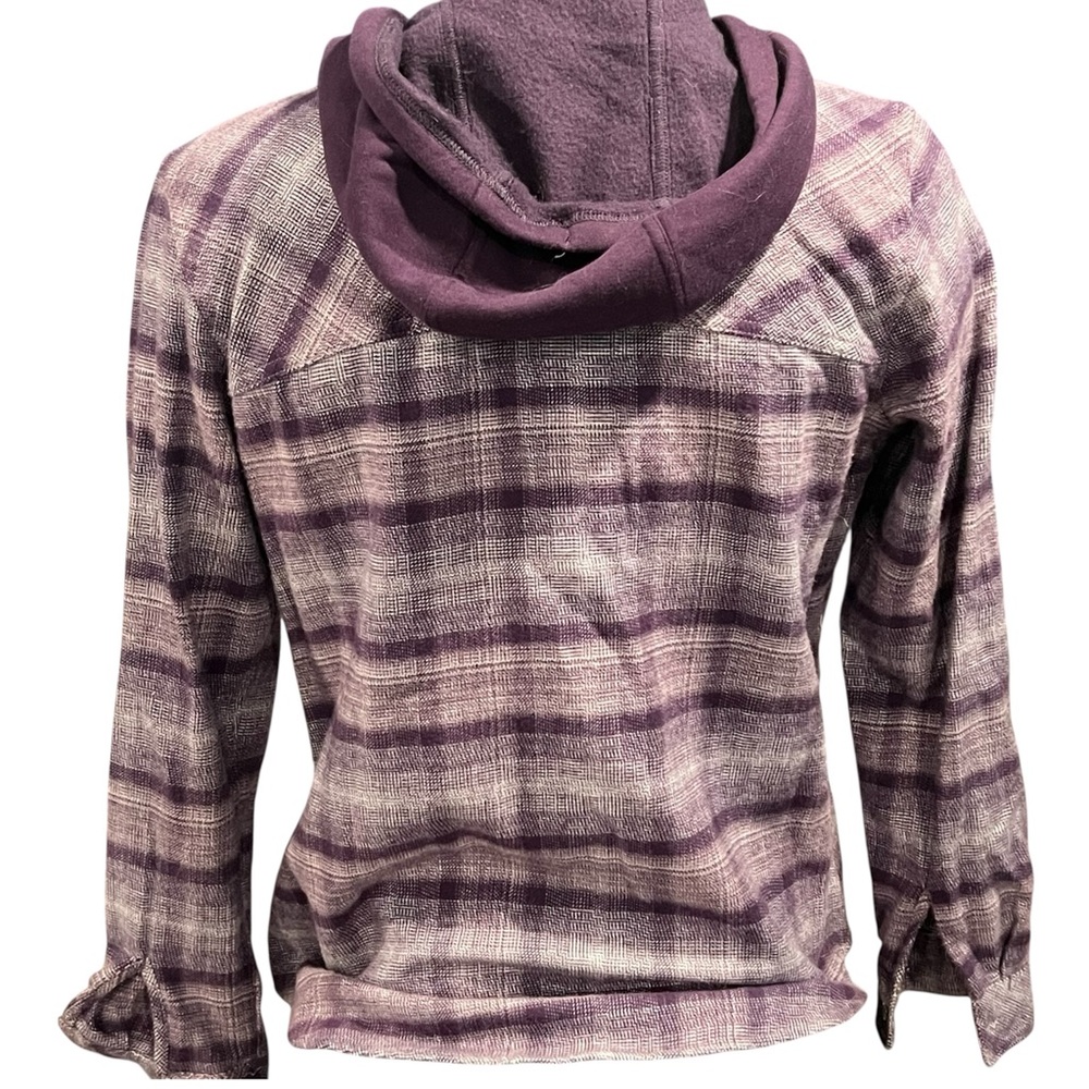 Columbia Womens Canyon Point II Shirt Jacket Purple Hooded Flannel Hiking Large - Picture 3 of 9